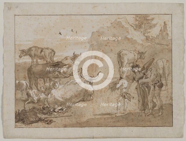 Sheep and Cows, 1790s. Creator: Giovanni Domenico Tiepolo (Italian, 1727-1804).