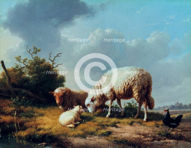 'Sheep and Poultry in a Landscape', 19th century.  Artist: Eugène Verboeckhoven