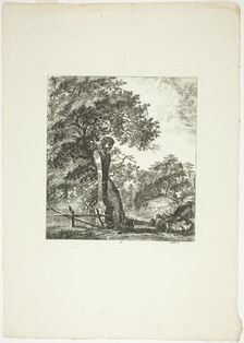 Sheep by a Statue of Pan, plate five from Paysages Dédiés à M. Warelet, 1764. Creator: Salomon Gessner