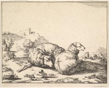 Sheep, from a set of 16 plates, 1664. Creator: Marcus de Bye