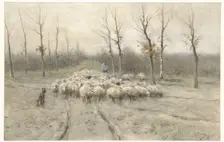 Sheep herd on the heathland near Laren, 1848-1888. Creator: Anton Mauve