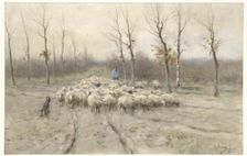 Sheep herd on the heathland near Laren, 1848-1888. Creator: Anton Mauve