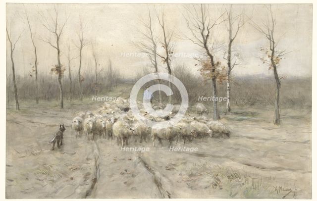 Sheep herd on the heathland near Laren, 1848-1888. Creator: Anton Mauve.