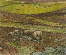 Sheep in a Dell, 1907. Creator: Nils Kreuger