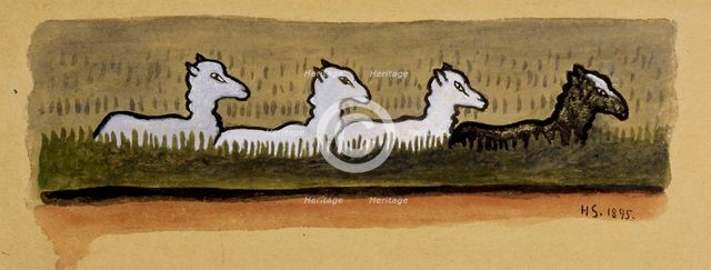 Sheep in Line, 1895. Creator: Hugo Simberg.