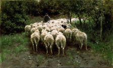 Sheep in the Forest 19th century. Artist: Anton Mauve