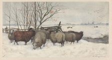 Sheep in the snow, 1878. Creator: George Poggenbeek