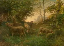 Sheep on the Fringe of the Wood, 1864. Creator: Hippolyte Boulenger