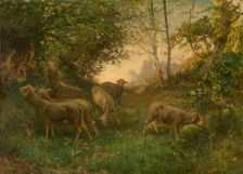 Sheep on the Fringe of the Wood, 1864. Creator: Hippolyte Boulenger