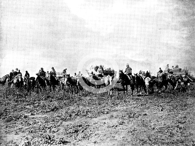 Sheep-shearers travelling on the South American Pampas, 1895. Creator: Adrian Lundstrom.