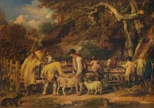 Sheep Shearing 1828, (1938). Artist: James Ward