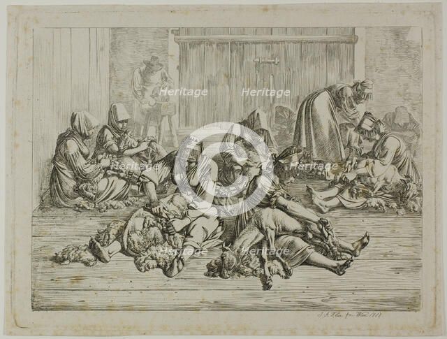Sheepshearing, 1818. Creator: Johann Adam Klein.