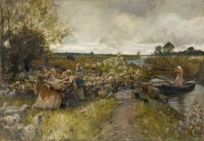 Sheepshearing In The Fens, 1889. Creator: Robert Macbeth Walker