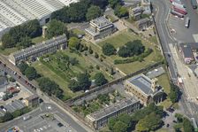Sheerness royal dockyard church, commissioners house and terraced houses, Kent, 2024. Creator: Damian Grady