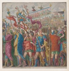 Sheet 1: Soldiers carrying banners, from The Triumph of Julius Caesar, 1599. Creator: Andreani, Andrea (c. 1540-after 1610)