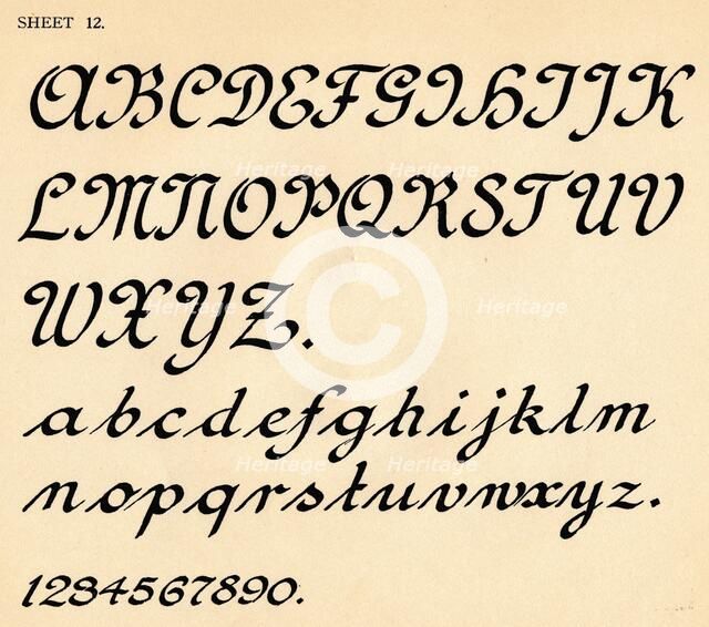 Sheet 12, from a portfolio of alphabets, 1929. Artist: Unknown.