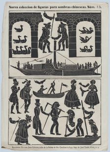 Sheet 15 of figures for Chinese shadow puppets, 1859. Creator: Juan Llorens