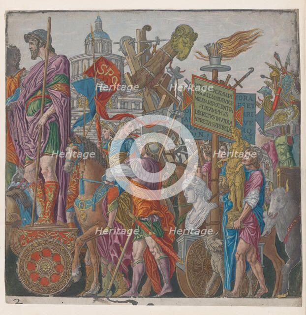 Sheet 2: A triumphal chariot, from The Triumph of Julius Caesar, 1599. Creator: Andreani, Andrea (c. 1540-after 1610).