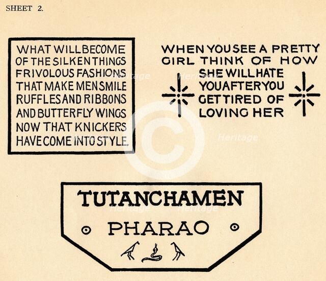 Sheet 2, from a portfolio of alphabets, 1929. Artist: Unknown.