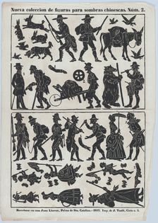 Sheet 2 of figures for Chinese shadow puppets, 1859. Creator: Juan Llorens