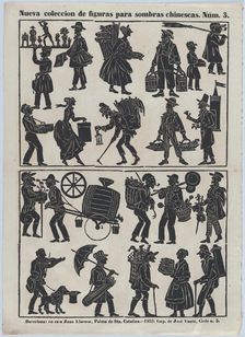 Sheet 3 of figures for Chinese shadow puppets, 1859. Creator: Juan Llorens