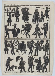 Sheet 3 of figures for Chinese shadow puppets, 1859. Creator: Juan Llorens