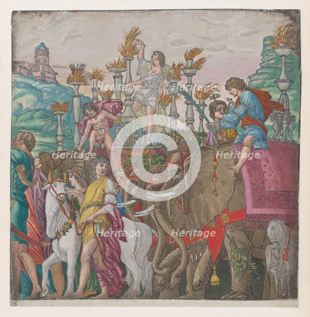Sheet 5: Elephants, from The Triumph of Julius Caesar, 1599. Creator: Bernardo Malpizzi.