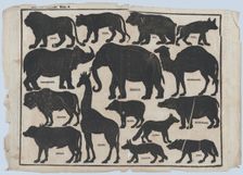 Sheet 5 of figures for Chinese shadow puppets, ca. 1850-70. Creator: Juan Llorens