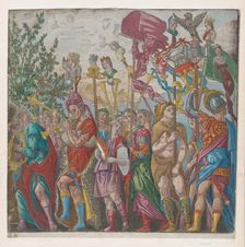 Sheet 7: procession of Musicians and others holding standards, from The Triumph of Julius ..., 1599. Creator: Bernardo Malpizzi