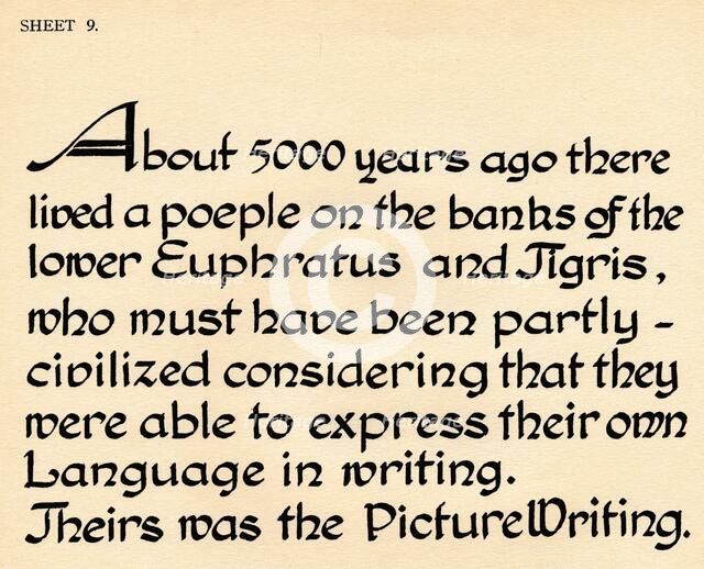 Sheet 9, from a portfolio of alphabets, 1929. Artist: Unknown.