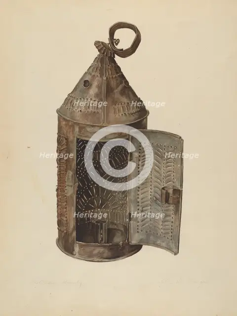 Sheet Iron Lantern, c. 1938. Creator: Isabelle De Strange.