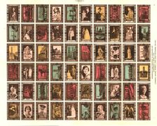 Sheet of 60 Cinderella stamps commemorating King George VI's coronation, 1937