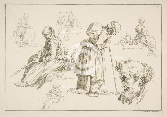 Sheet of Sketches, 1753. Creator: Francois Boucher.