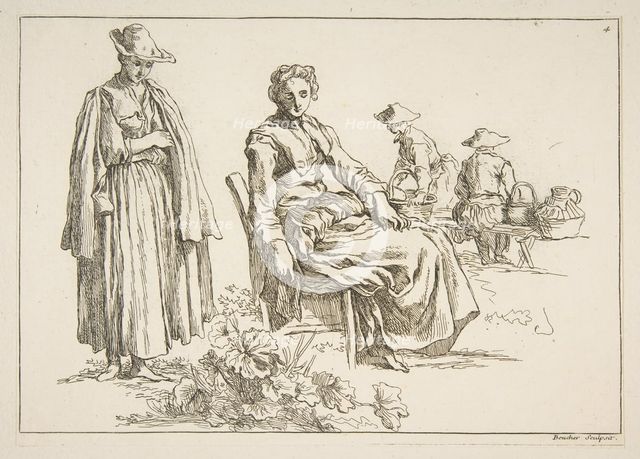 Sheet of Sketches, 1753. Creator: Francois Boucher.