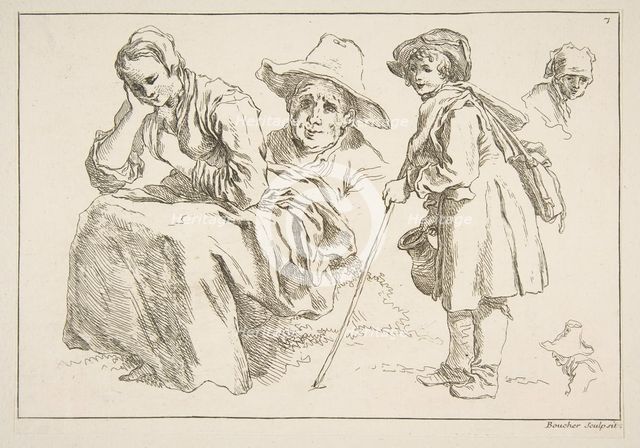 Sheet of Sketches, 1753. Creator: Francois Boucher.