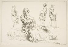 Sheet of Sketches, 1753. Creator: Francois Boucher