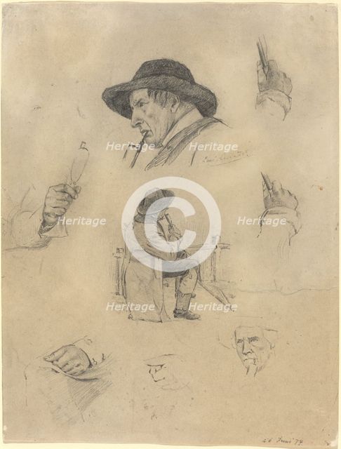 Sheet of Sketches, 1877. Creator: Lovis Corinth.
