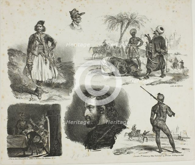 Sheet of Sketches, 1828. Creator: Auguste Raffet.