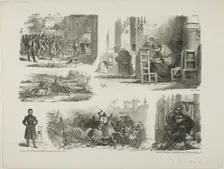 Sheet of Sketches, 1828. Creator: Auguste Raffet