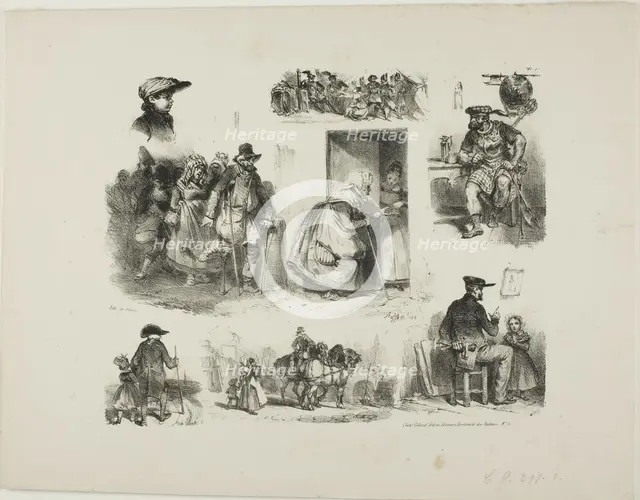 Sheet of Sketches, 1828. Creator: Auguste Raffet.