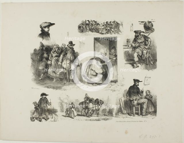Sheet of Sketches, 1828. Creator: Auguste Raffet.