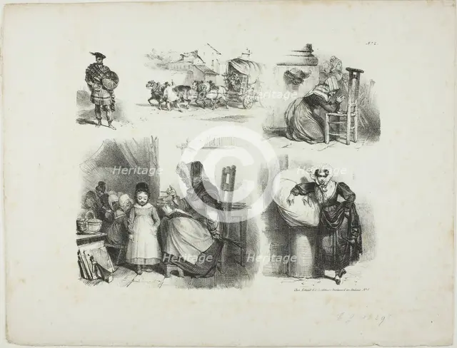 Sheet of Sketches, 1828. Creator: Auguste Raffet.