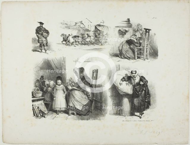 Sheet of Sketches, 1828. Creator: Auguste Raffet.