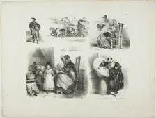 Sheet of Sketches, 1828. Creator: Auguste Raffet