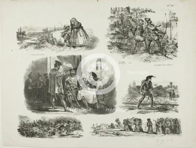 Sheet of Sketches, 1829. Creator: Auguste Raffet.