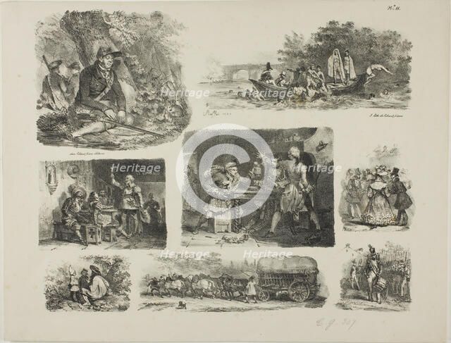 Sheet of Sketches, 1829. Creator: Auguste Raffet.