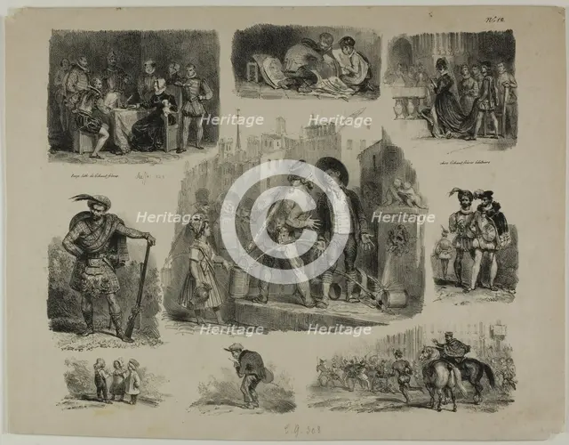 Sheet of Sketches, 1829. Creator: Auguste Raffet.