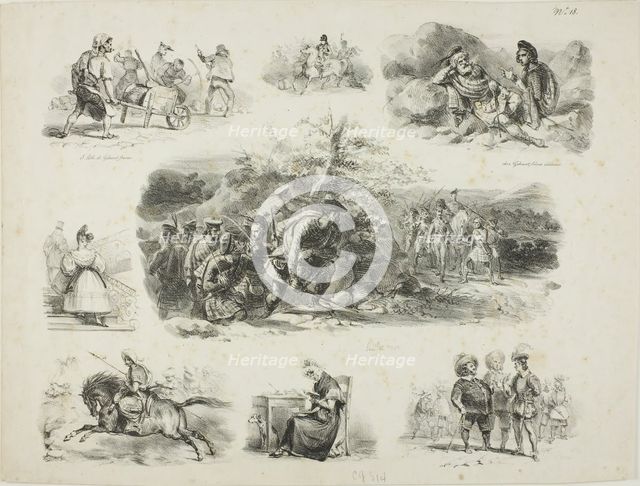 Sheet of Sketches, 1829. Creator: Auguste Raffet.