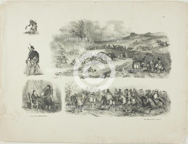 Sheet of Sketches, 1829. Creator: Auguste Raffet.