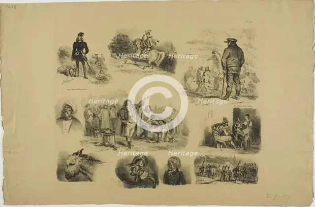 Sheet of Sketches, 1829. Creator: Auguste Raffet.